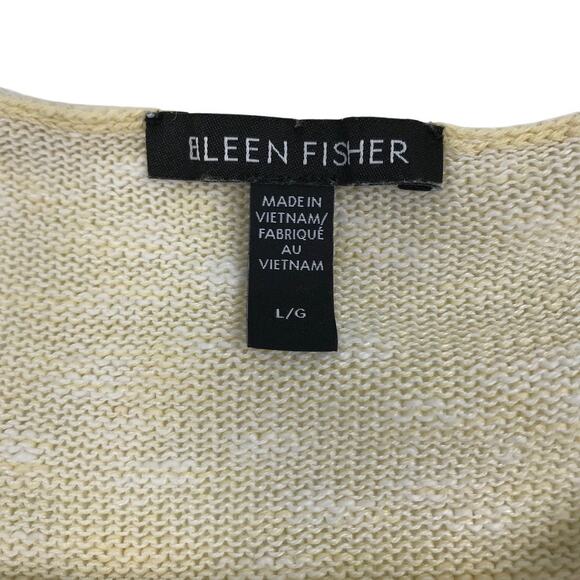 EILEEN FISHER Organic Linen Cotton Knit Slub Square Top L Yellow Classic Resort - Picture 8 of 11